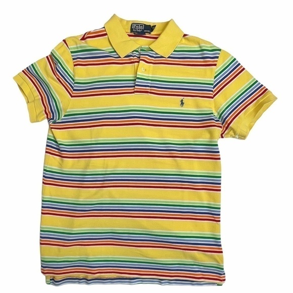 J. Crew Men’s Salmon Pink / Green Stripe Polo M - Picture 9 of 16